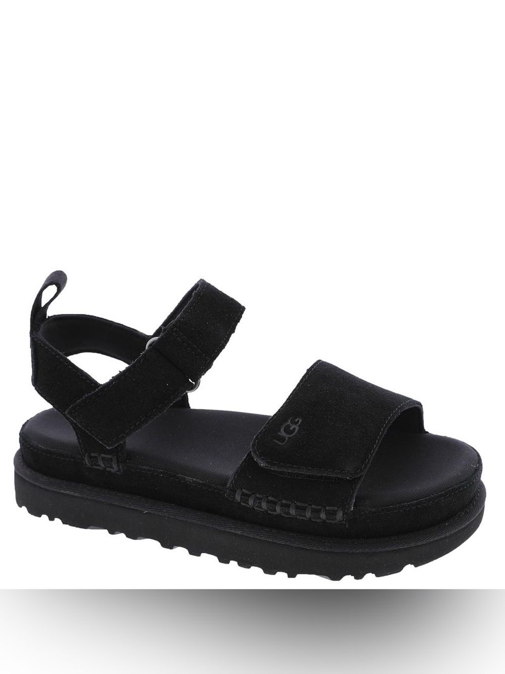 UGG Goldenstar Black Velcro Strap Suede and Leather Sandal